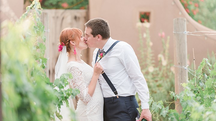 Bride & Groom Portraits at Casa Perea In New Mexico Desktop Image