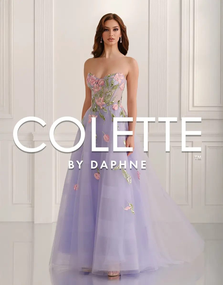 Model wearing prom dress