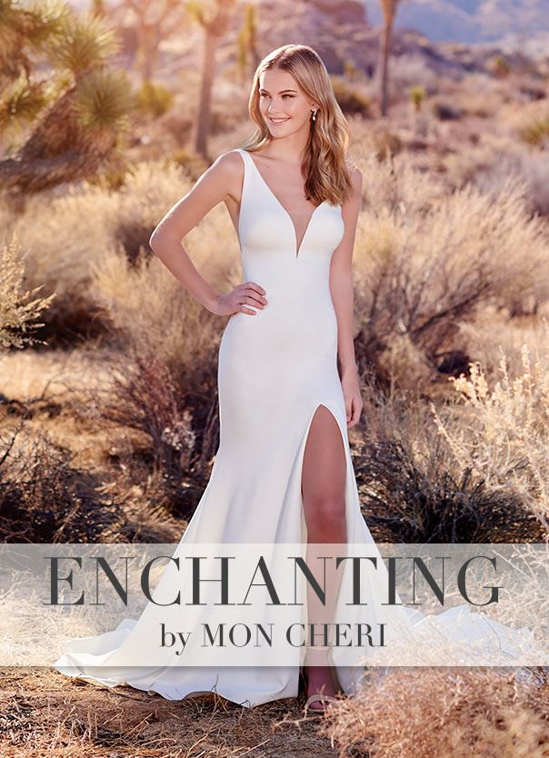 Woman wearing white wedding dress with V-neckline