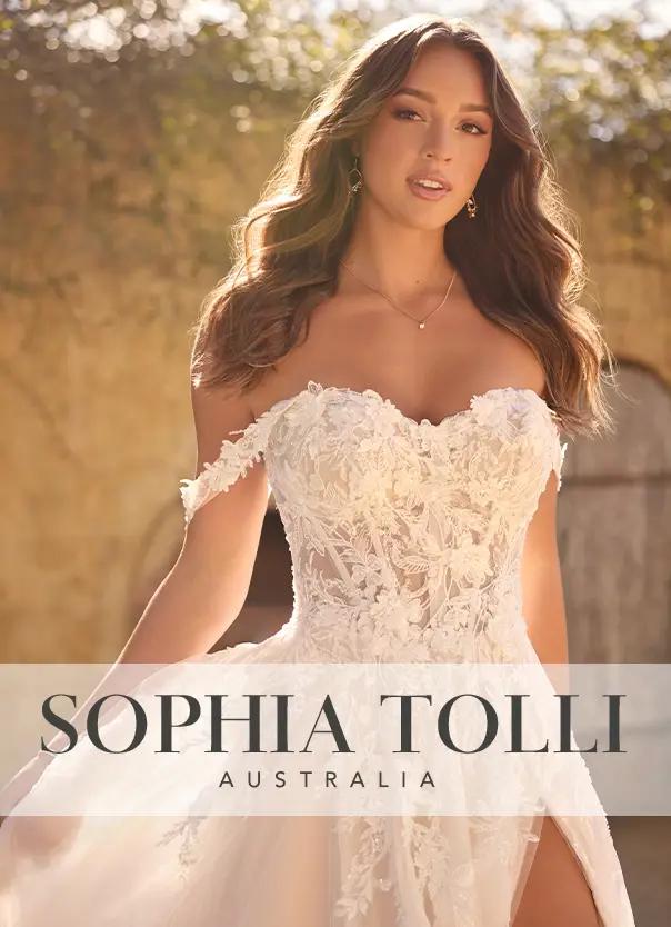 Bride wearing Sophia Tolli wedding dress