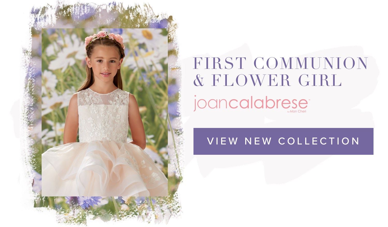 Little girl wearing flower girl dress by Joan Calabrese