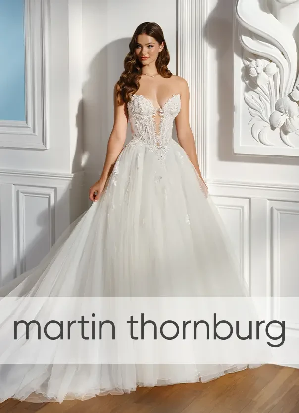 Woman wearing martin thornburg spring 2026 collection wedding dress