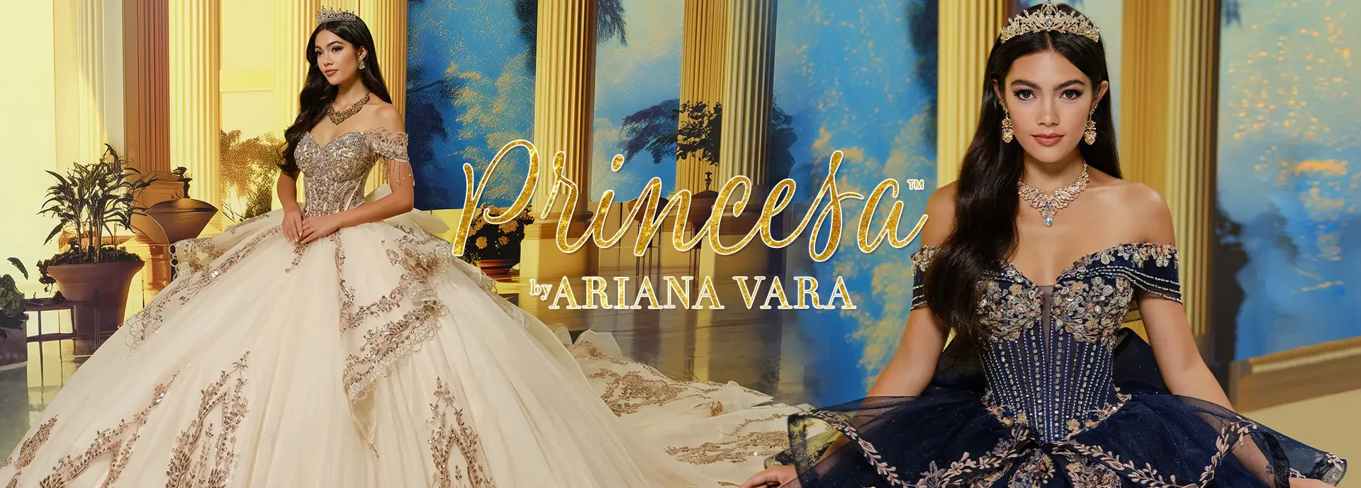 Model wearing quinceañera dress