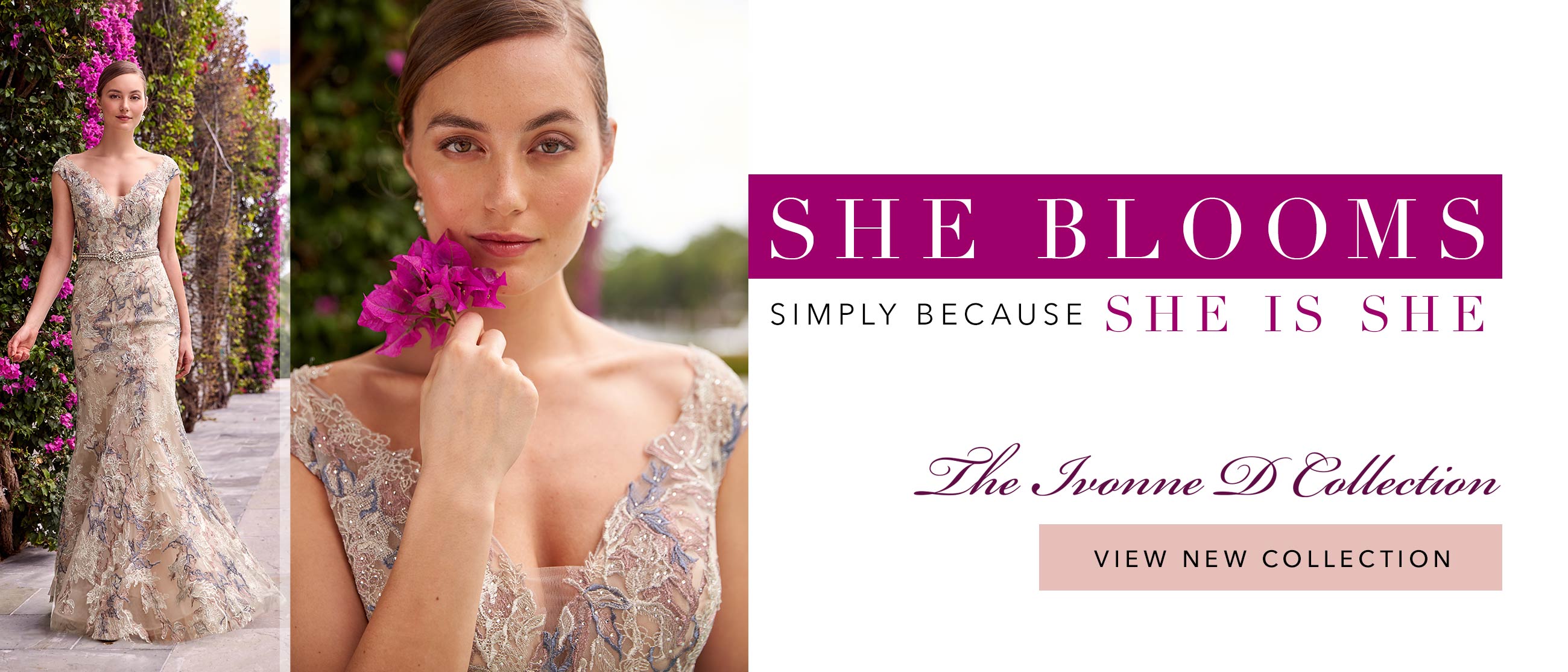 Woman holding pink flower wearing mother of the bride dress