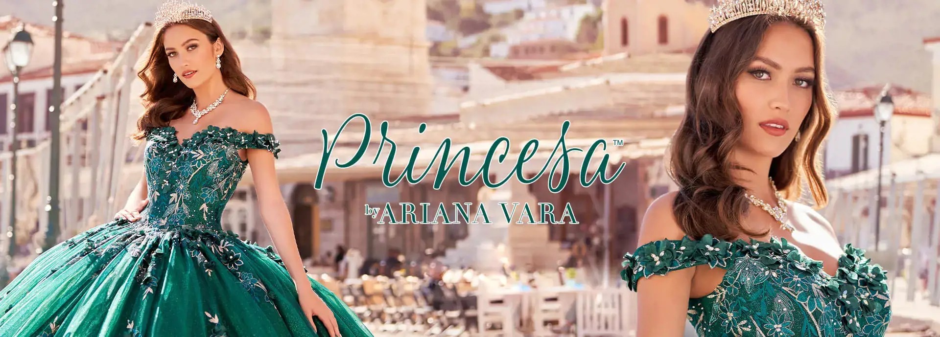 Girl wearing green quinceañera dress