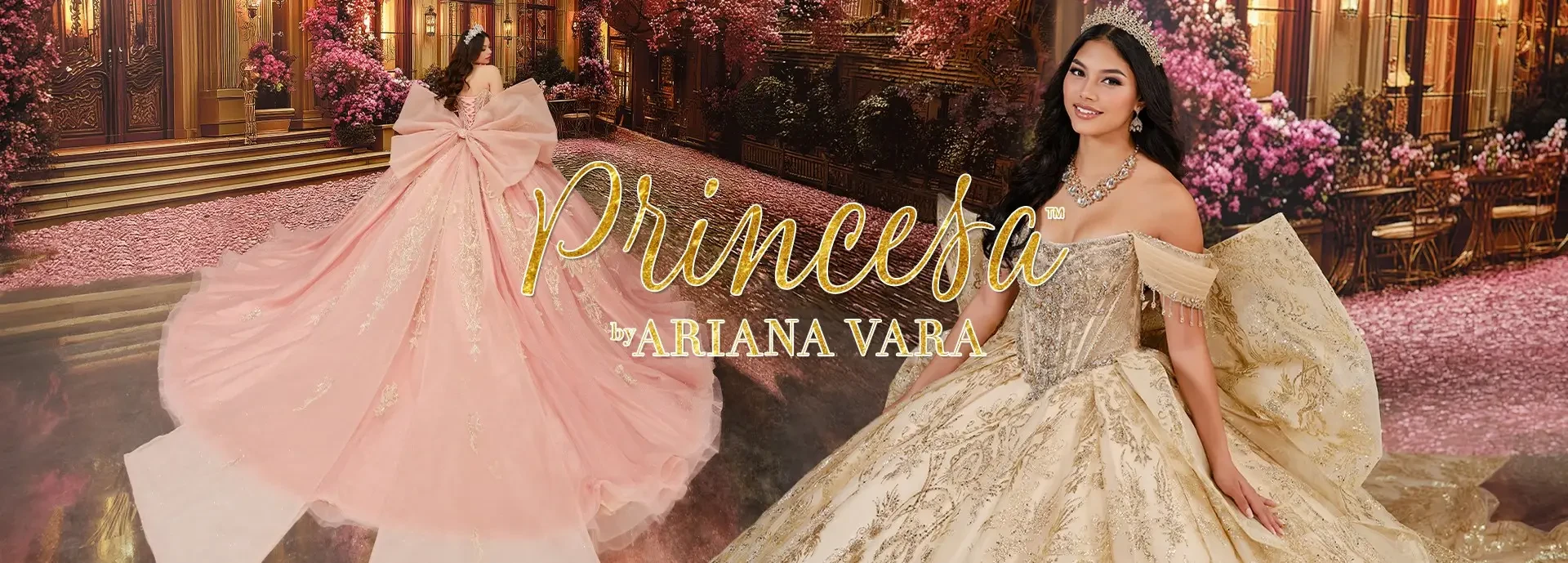 Model wearing quinceañera dress