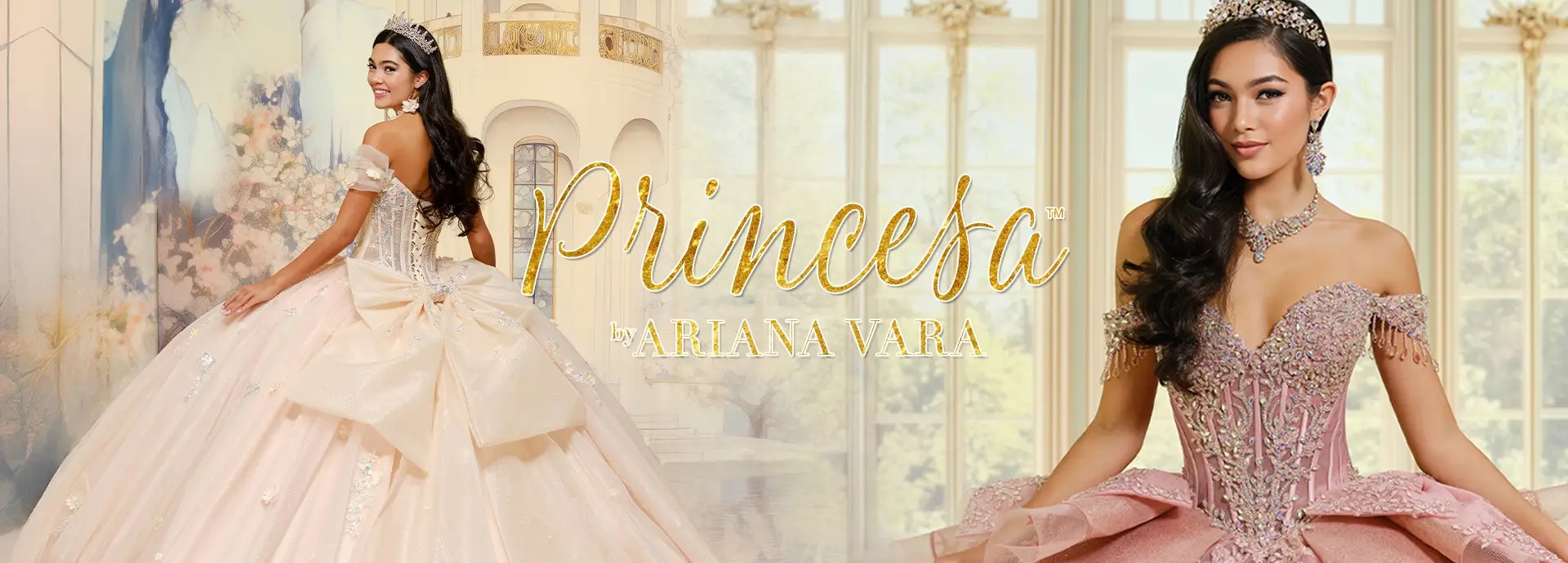 Model wearing quinceañera dress