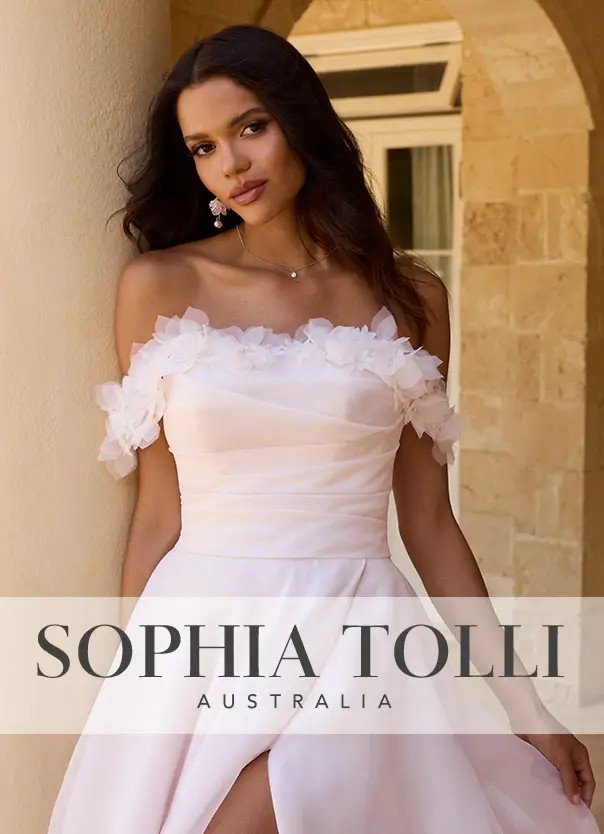 Bride wearing Sophia Tolli wedding dress