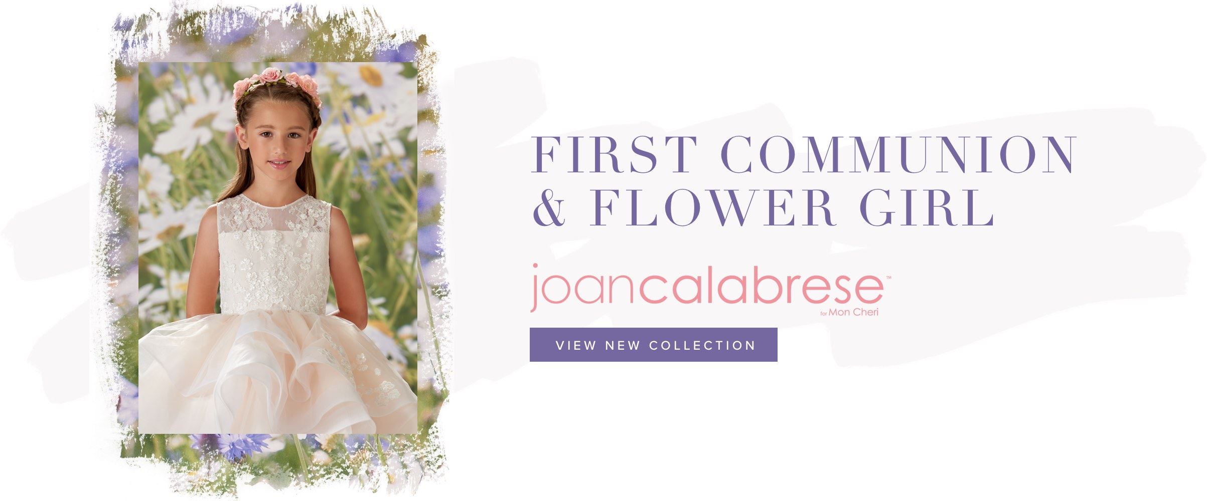 Little girl wearing flower girl dress by Joan Calabrese