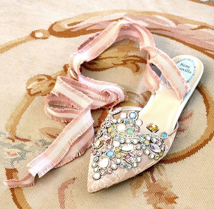 Blush &amp; Nude Jeweled Shoes For Brides By René Caovilla