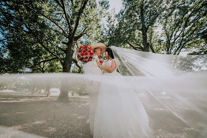 Bride Is A Vision In Martin Thornburg Tulle And Satin Ball Gown &quot;Anna&quot;