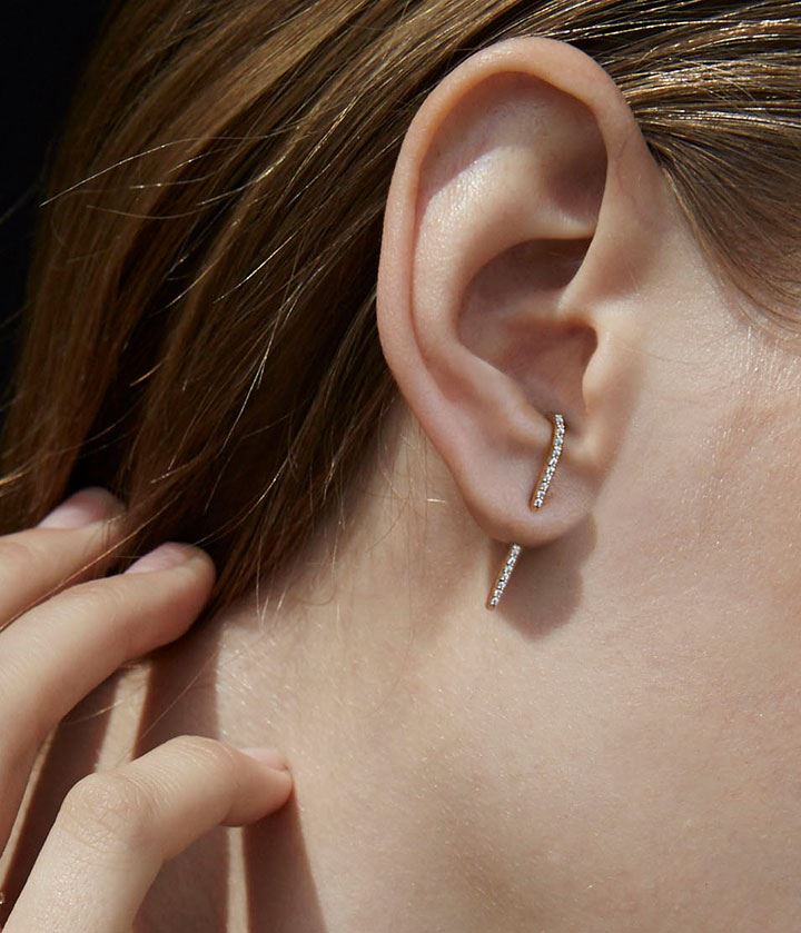 Diamond Thread Ear Pins For The Edgy Bride