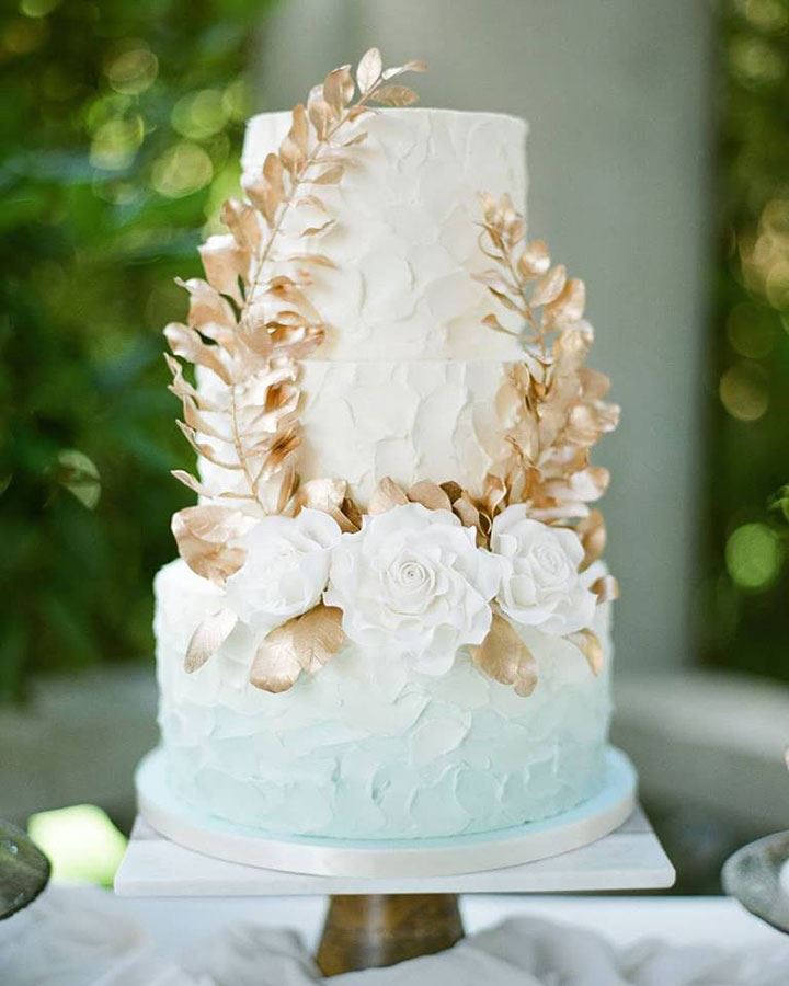 Ethereal Pale Blue Ombré Buttercream Wedding Cake