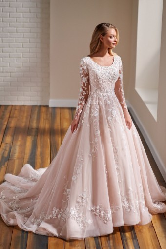Modest by Mon Cheri #TR22176 $5 Ivory/Tea Rose thumbnail