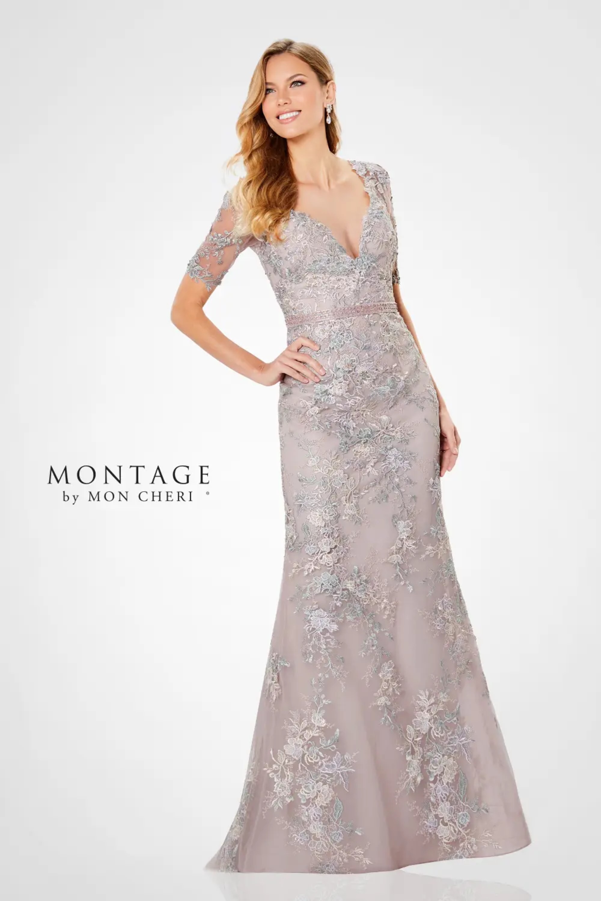 Beaded Tulle Mother's Gown - 221681