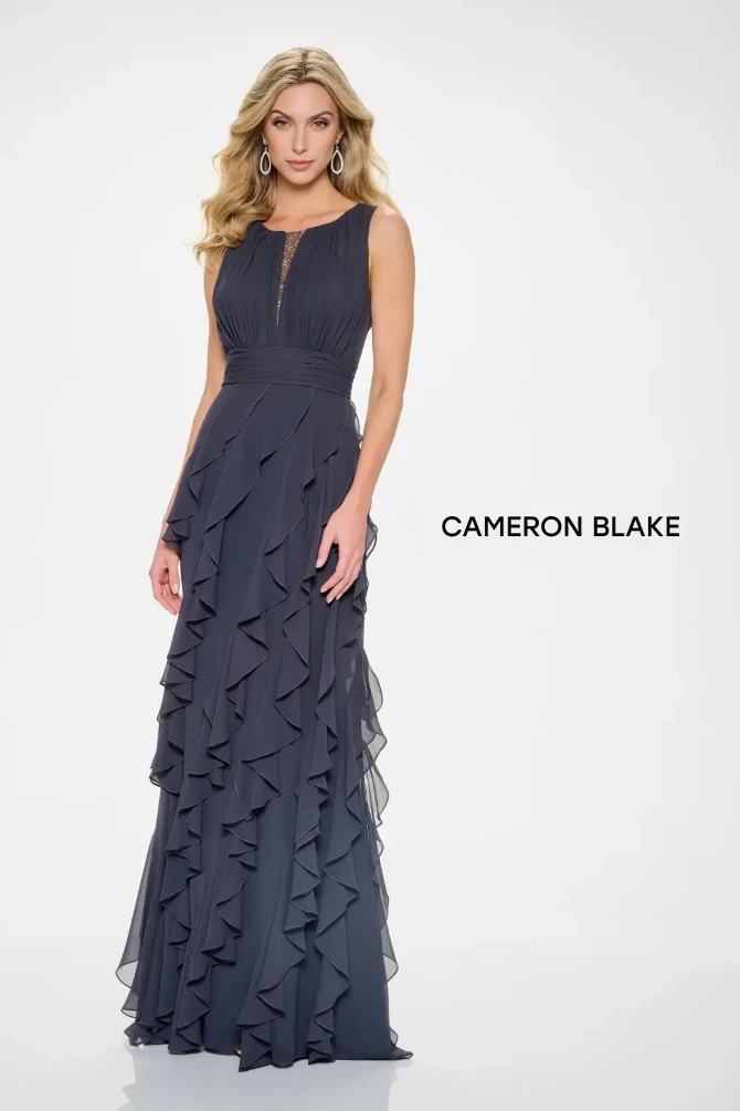 sachin and babi light blue dress Chiffon Ruffle Gown with Tie-Back main image 0