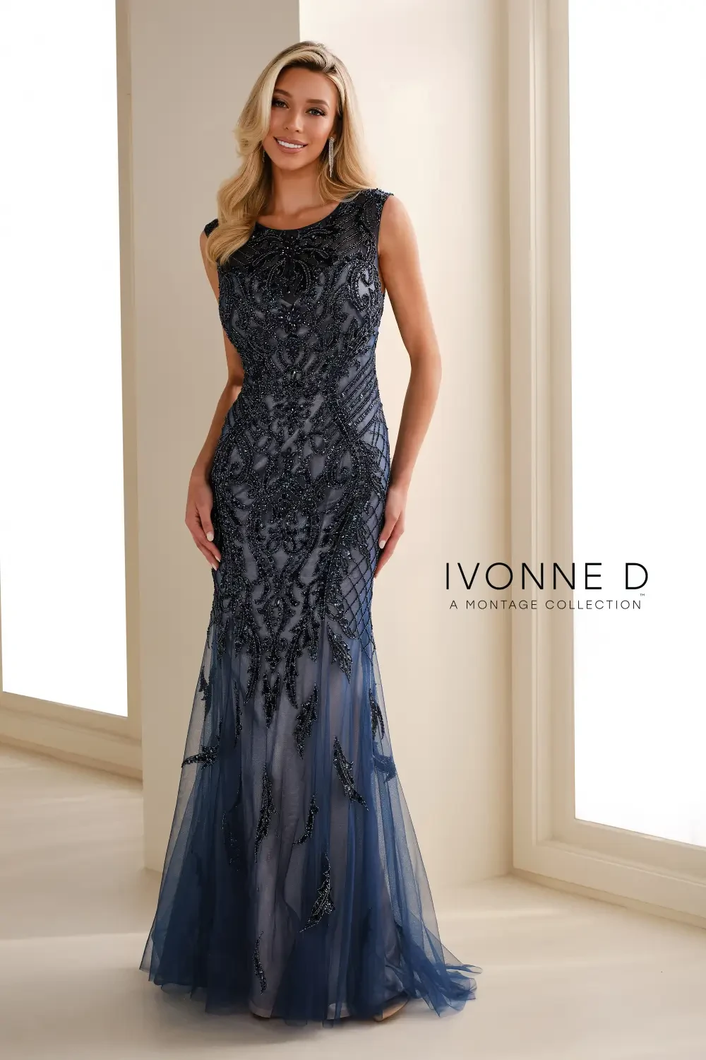Robe De Soirée Ivonne D Pour Mon Cheri - Modèle Trompette Dentelle Appliquée, Couleur étain, Taille 18