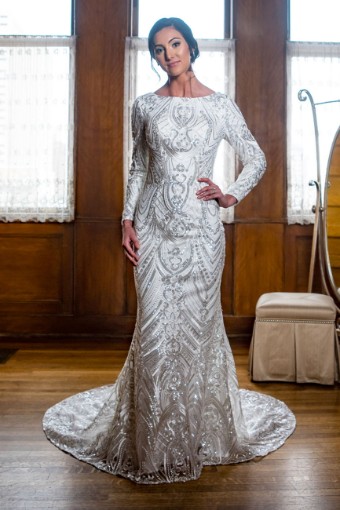 Modest by Mon Cheri #TR22059 $3 Ivory/Silver thumbnail