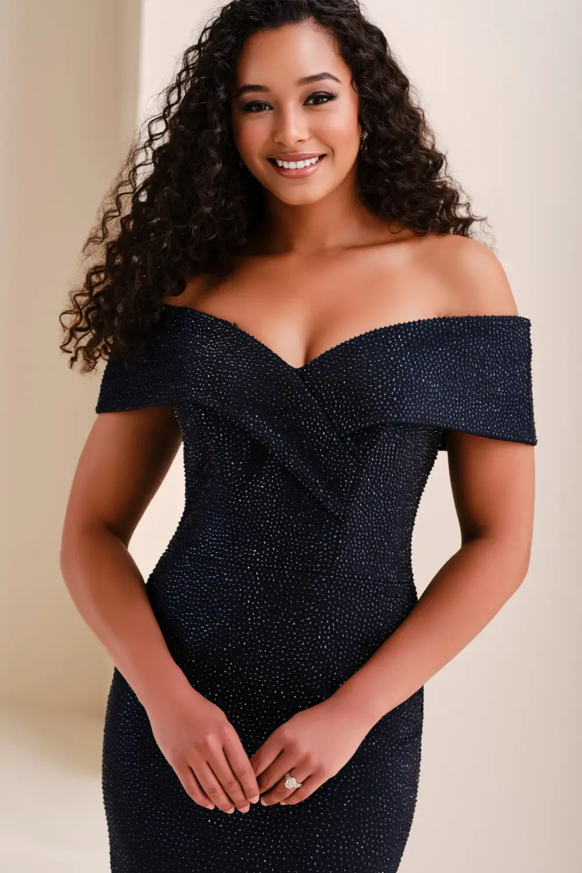 Fit & Flare Gown w/ Off the Shoulder Sweetheart Neckline